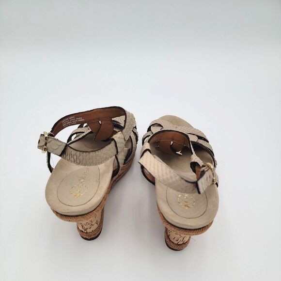 Earthies 8B Wedge Heel Sandals Corsica Tan Biscuit Leather Cork 3in Casual Beach - Picture 8 of 15